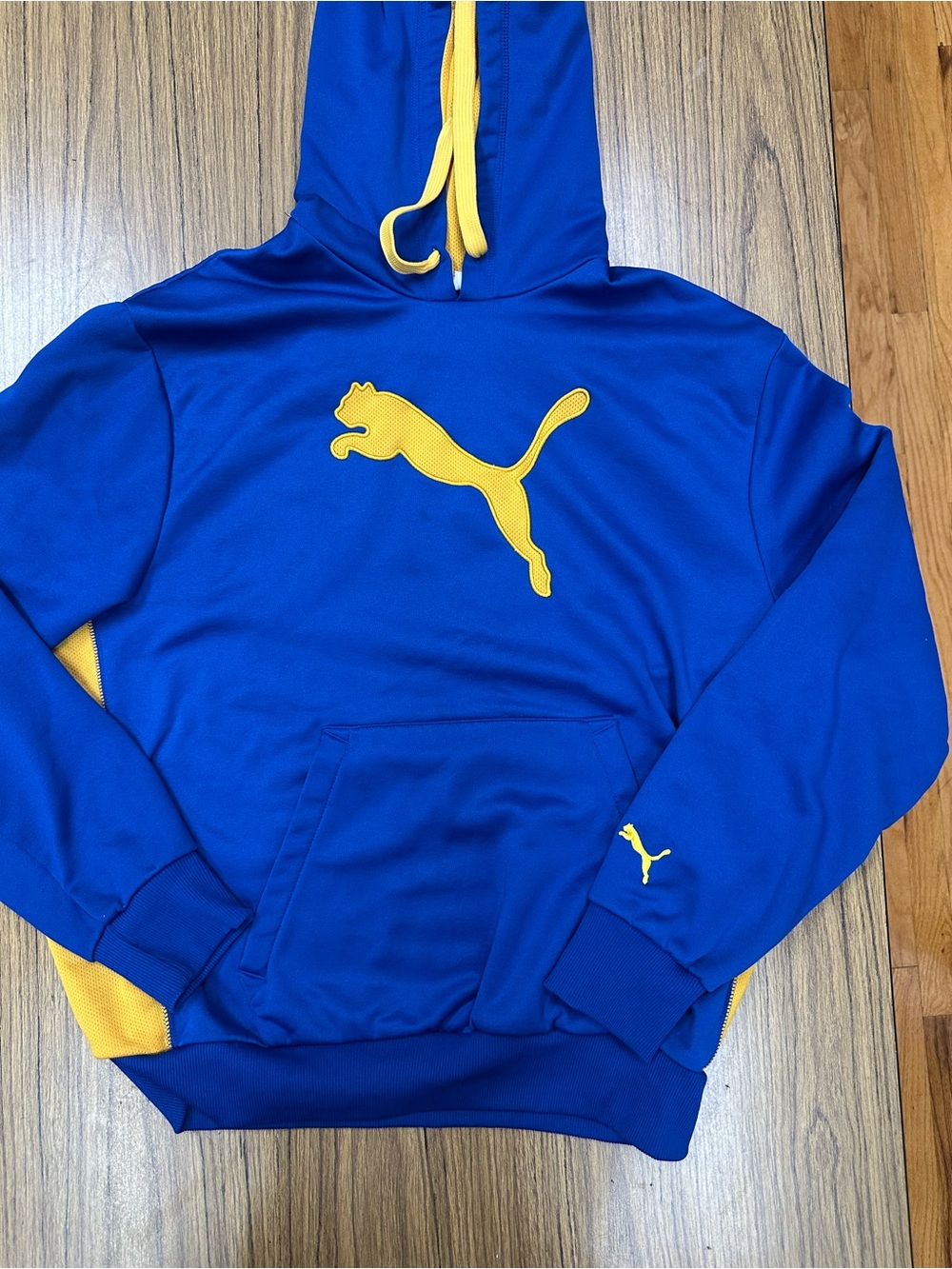 Puma Blue Hoodie with Yellow Logo and Accents - Picture 5 of 5